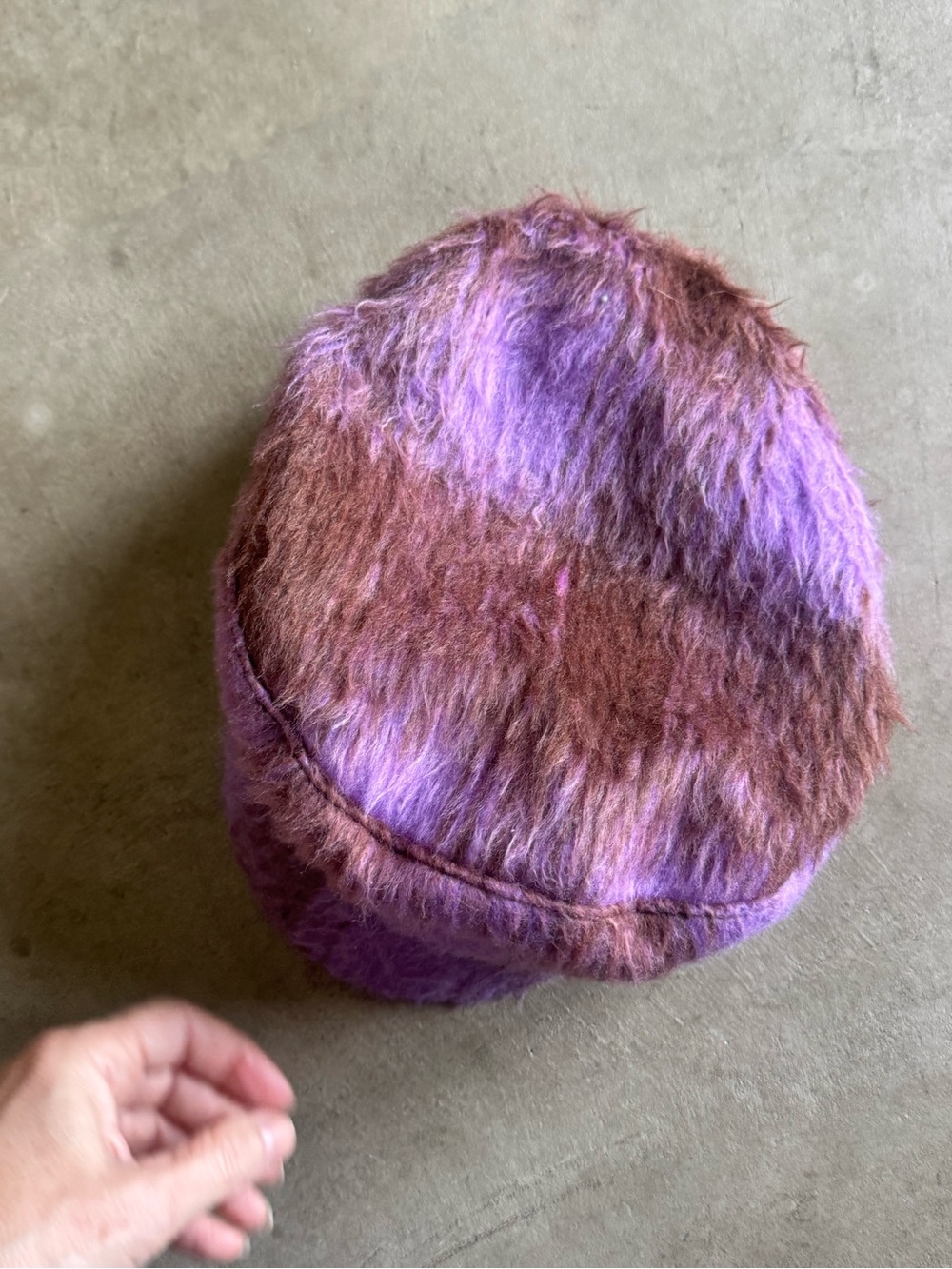 NWT Anthropologie Fuzzy Purple and Brown Baker Boy Cap OS - Picture 5 of 6